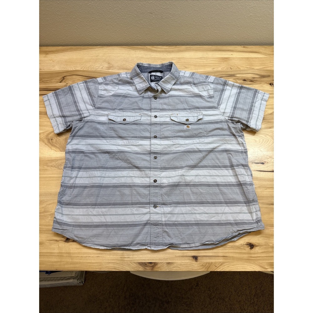 Carhartt 105174 Mens Rugged Flex Lightweight Gray Plaid Short Sleeve Shirt 3XL